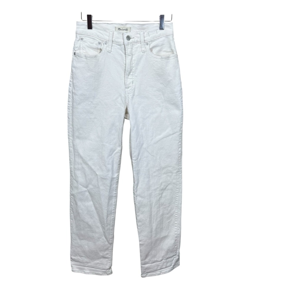 Madewell The Perfect Vintage Straight Jean Ivory Mid Rise Denim Pants Size 26
